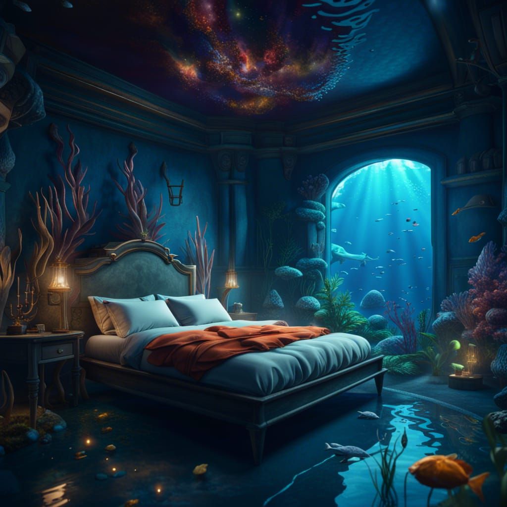 Fantastical Underwater Bedroom Concept Art