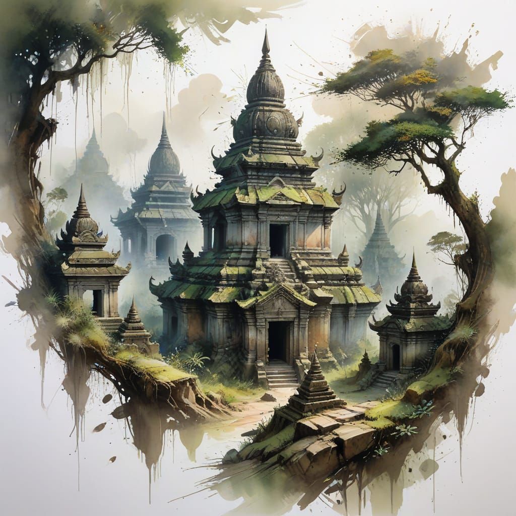 Mrauk U Myanmar Temples in Morning Mist