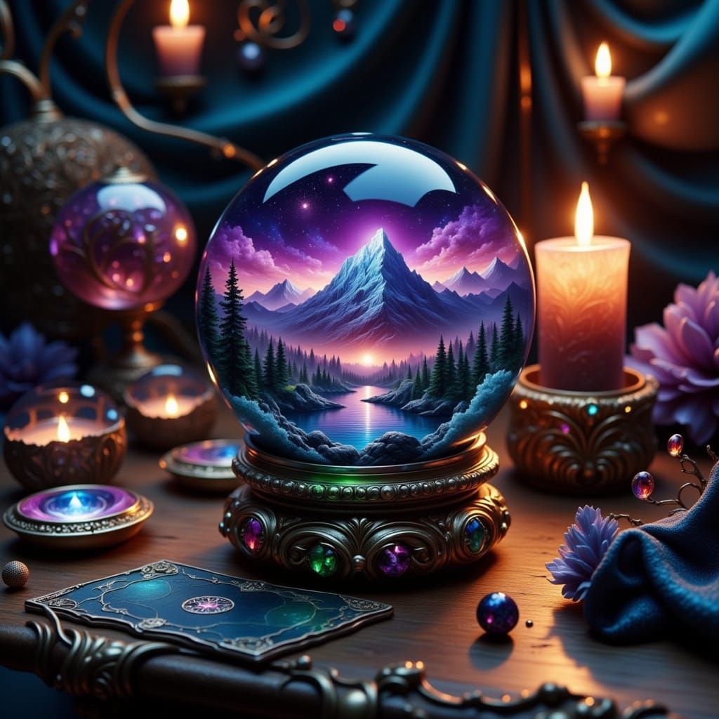 Mystical Crystal Ball in a Fortune Teller Scene
