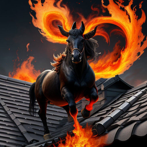 A Fiery Roofscape with a Hoof Print