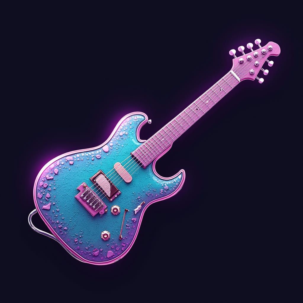 Glamorous Purple and Turquoise Guitar