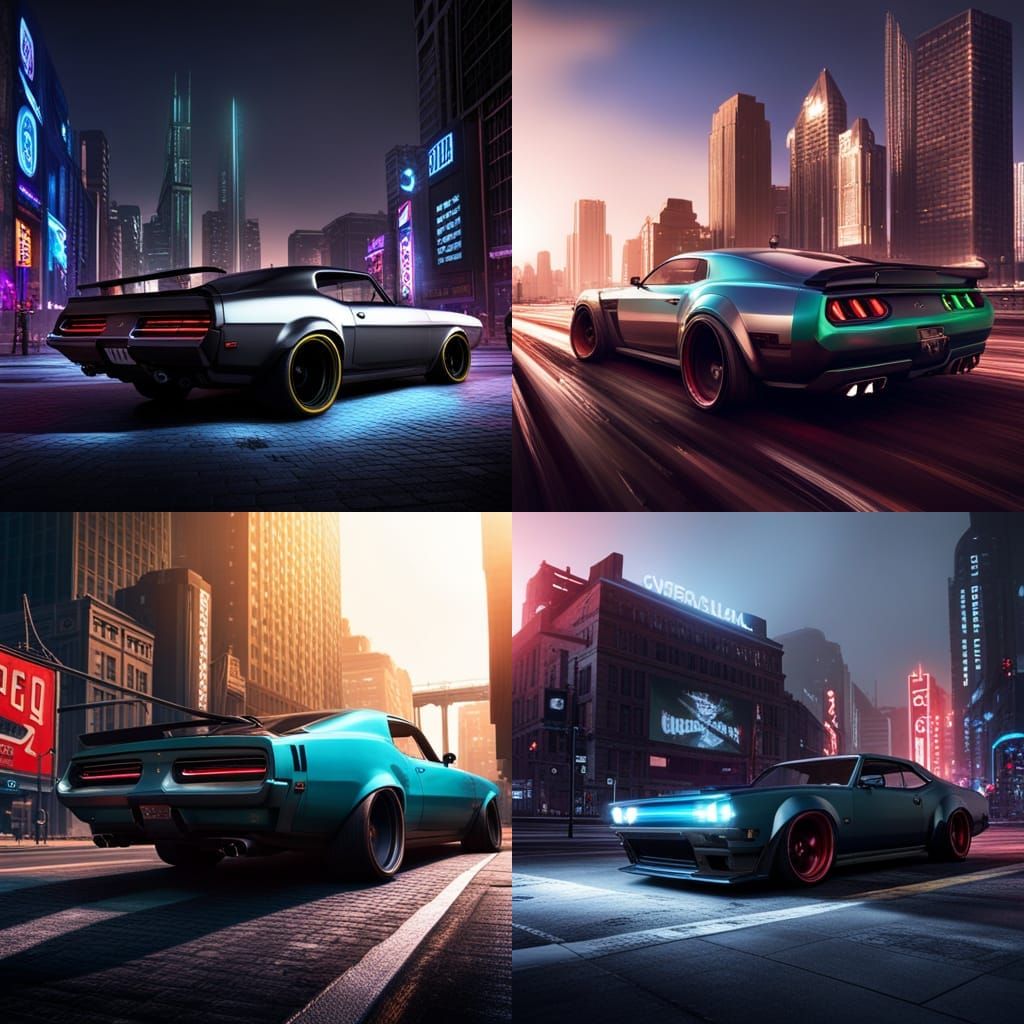 Cyberpunk Muscle Car Concept Art in 8K