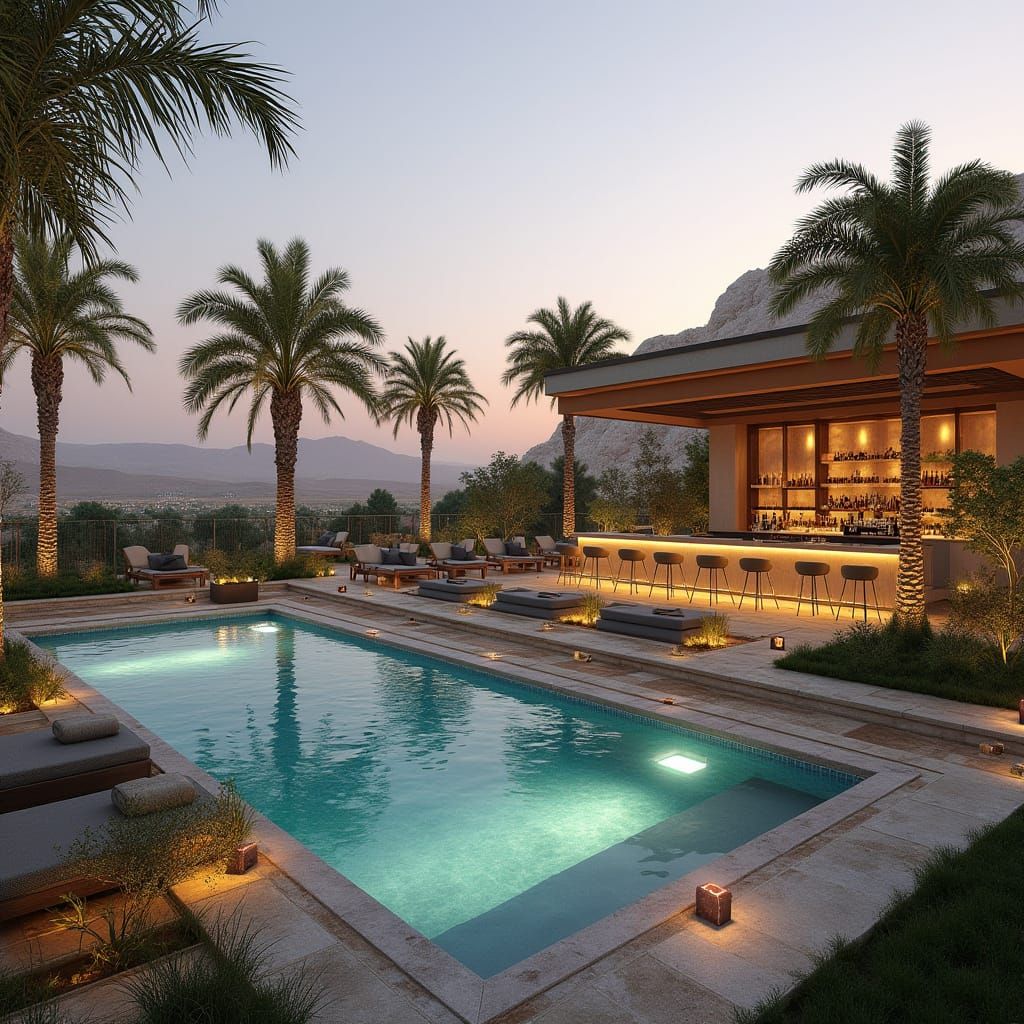 Rooftop Oasis Garden Overlooking Syrian Desert