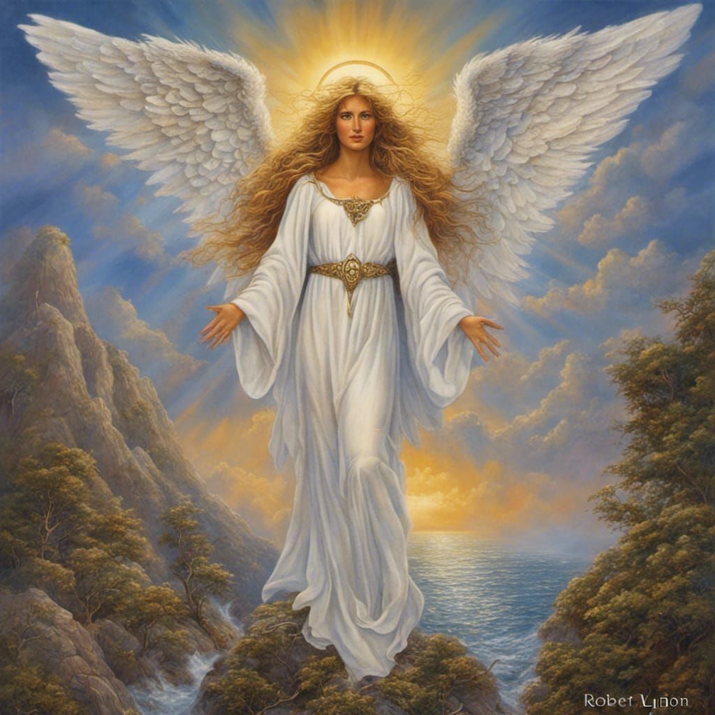 Ethereal Angel with Marine Art Elements