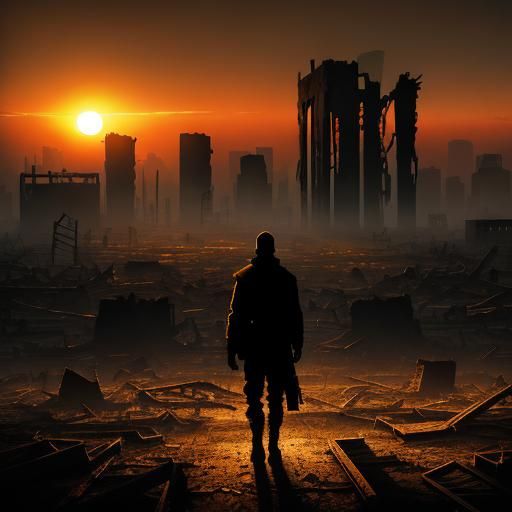 Post-Apocalyptic Wanderer in Digital Art Wasteland