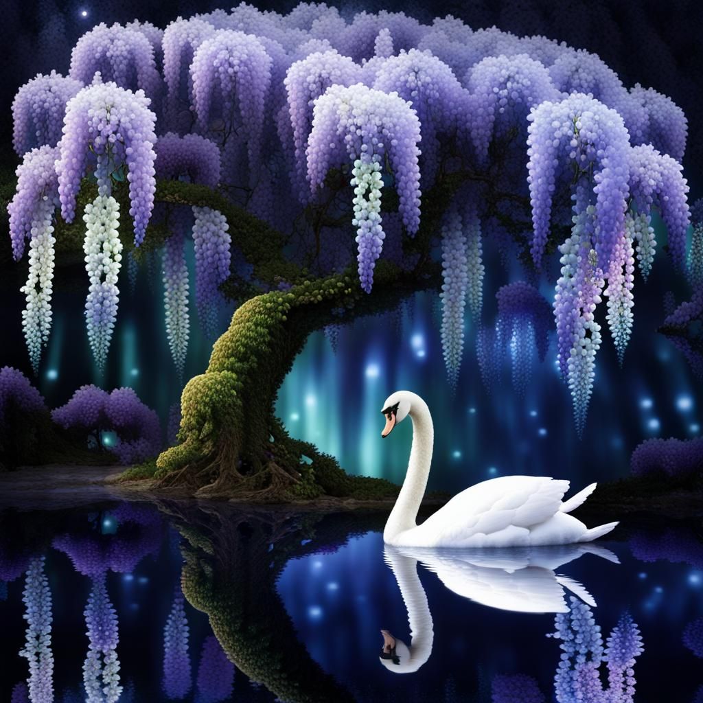 Swans in the magical lake