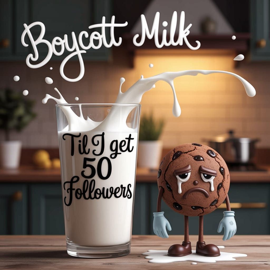 Sad Cookie Boycotts Milk in Cozy Kitchen