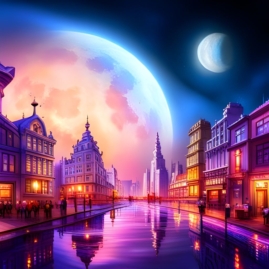 Intricate Moonlit Sky Fantasy Digital Illustration