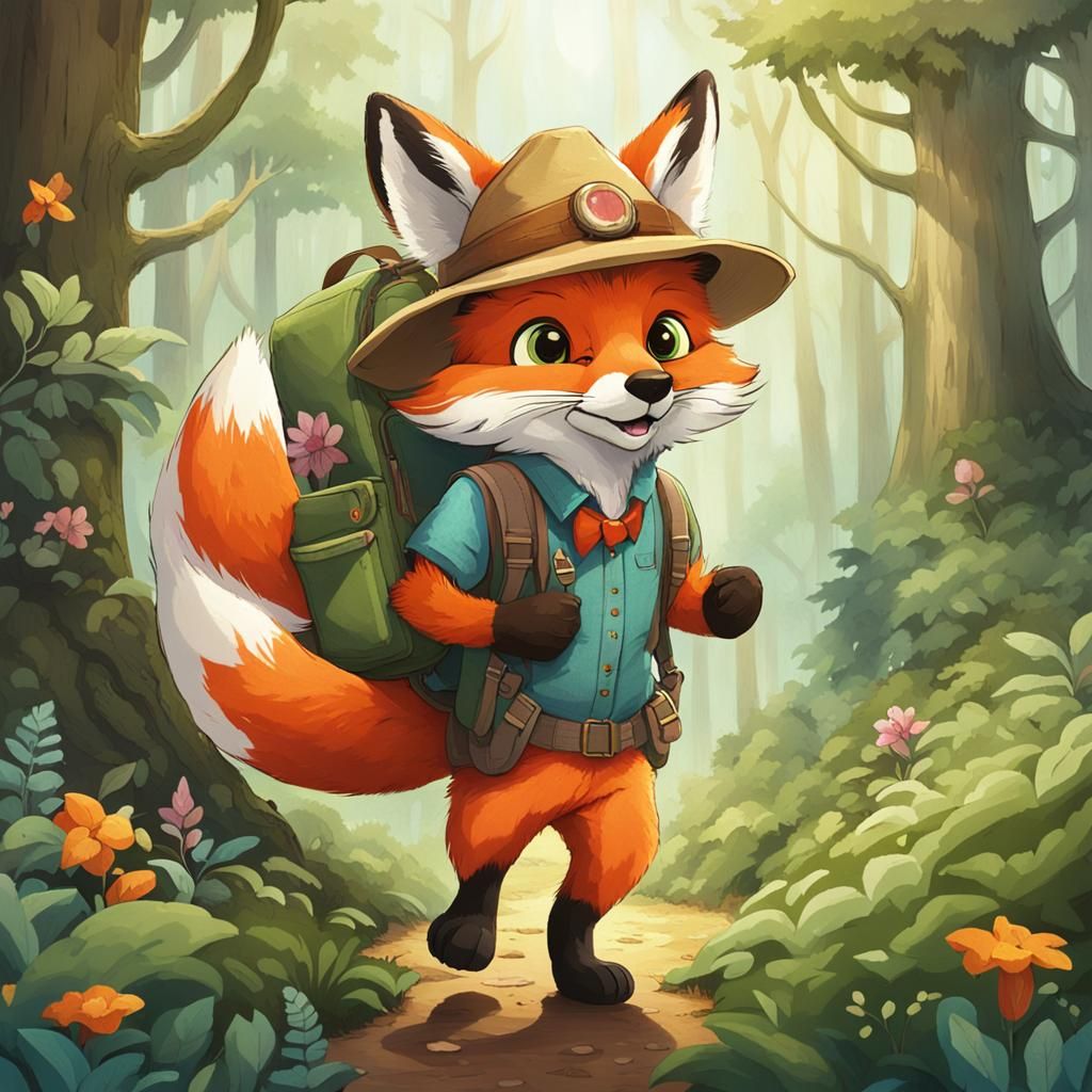 Fox Explorer in a Fantastical Forest Adventure