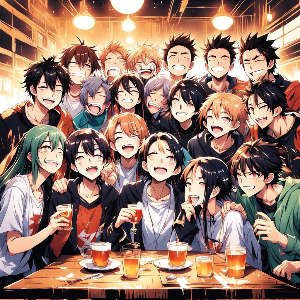 Friends Laughing: Anime Illustration of Embracing Flaws