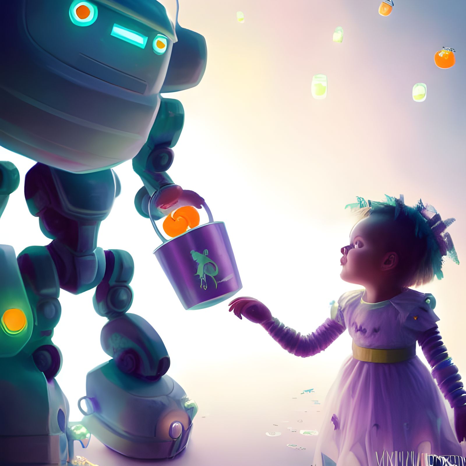 Robot and Girl Trick-or-Treating: Sci-Fi Halloween