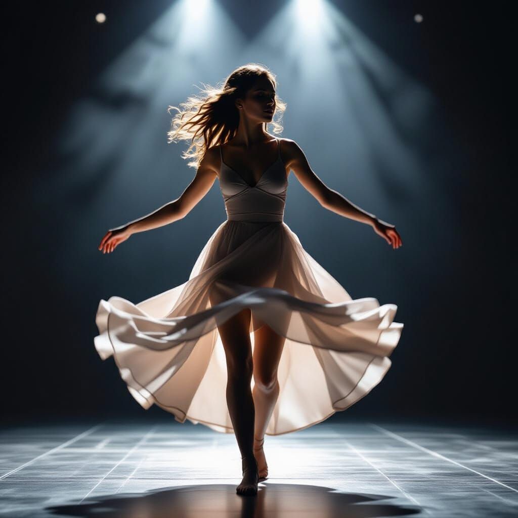 Dynamic Dancer on Stage with Motion Blur