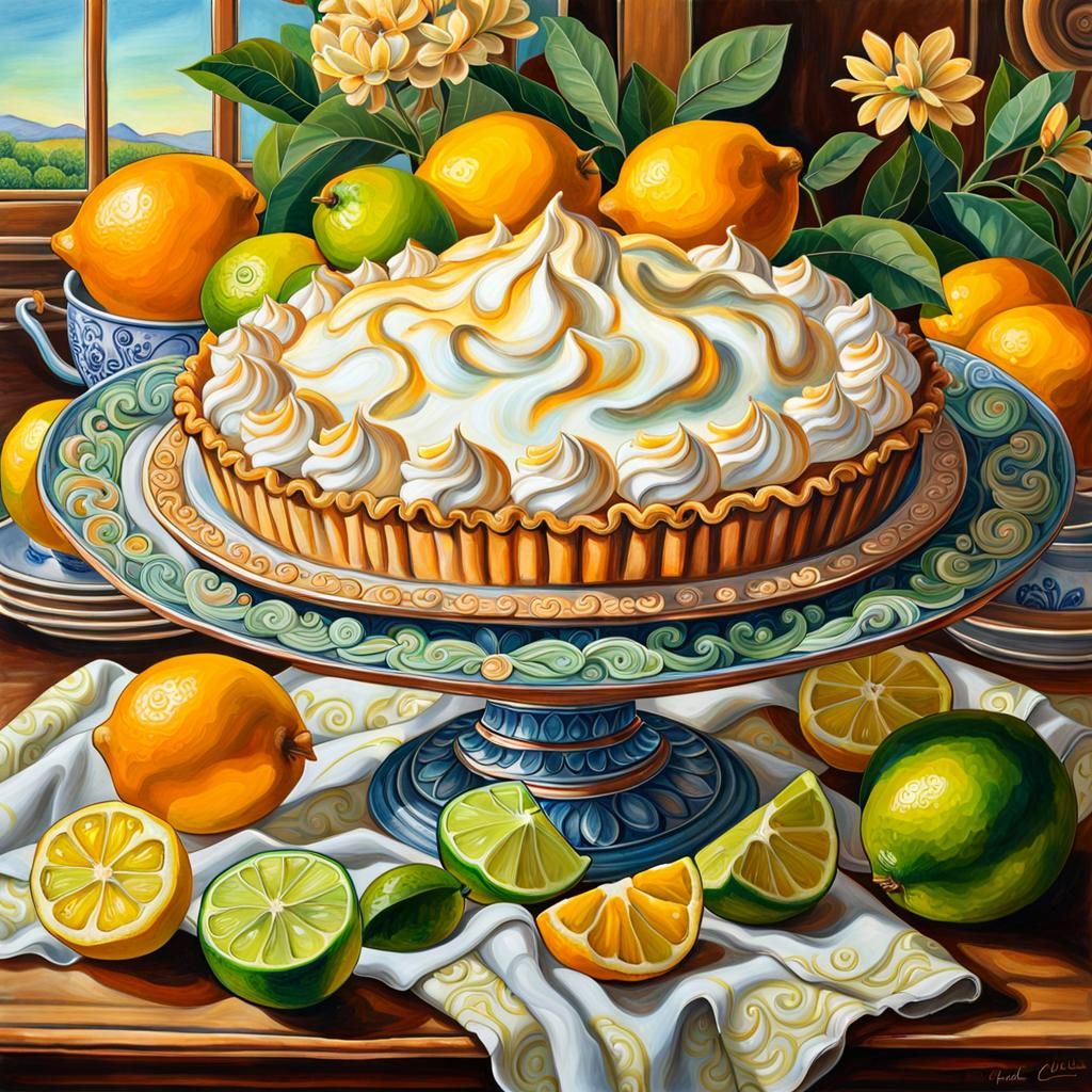 Lemon Meringue Pie in Colored Pencil Art