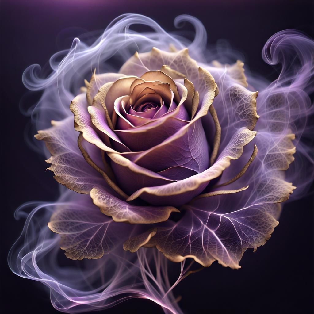 Ethereal Smoke Phantom Rose Digital Illustration