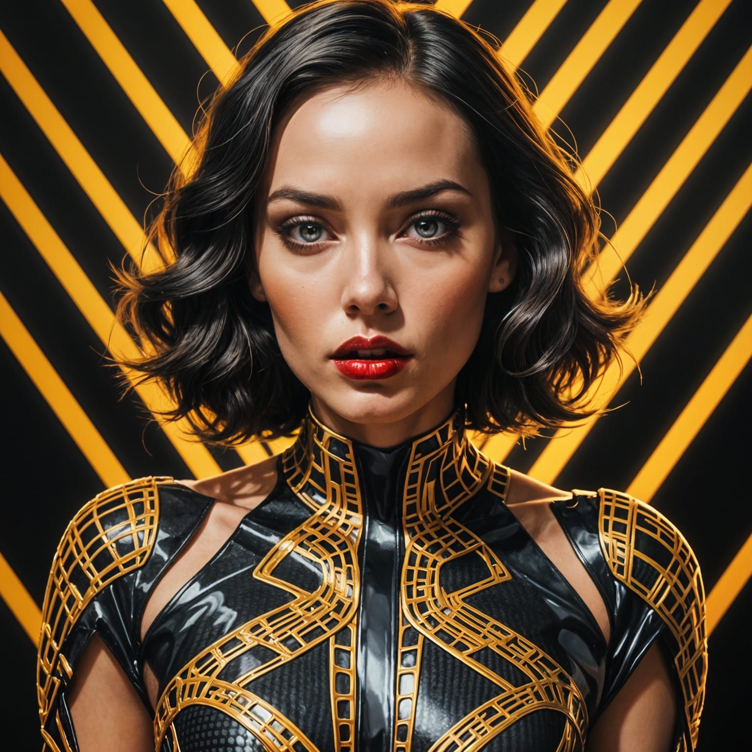 Quantum Entanglement Seductress in Pop Art Style