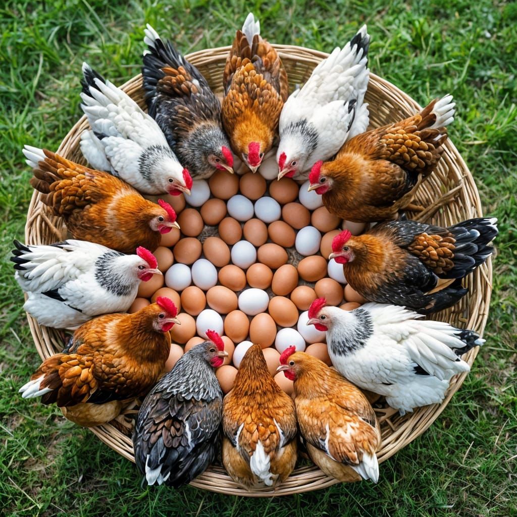 Cycle of Life: Chickens and Eggs in Circle