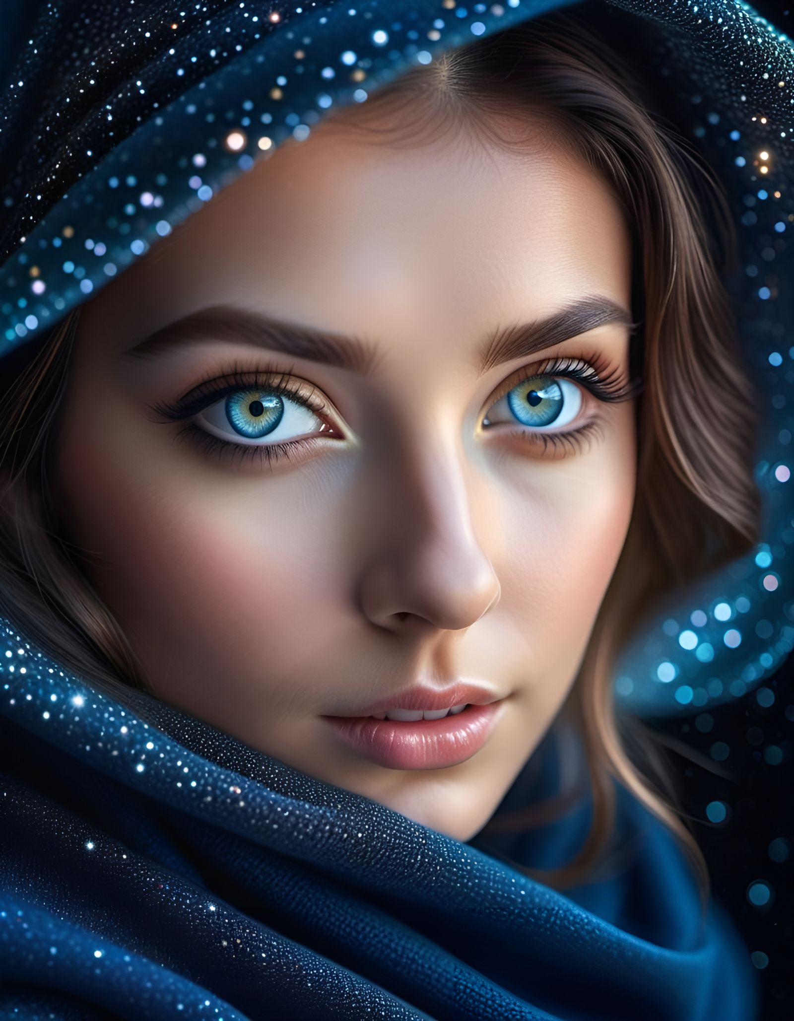 Mesmerizing Eyes Reflecting Galaxies in Hyperrealistic Portr...