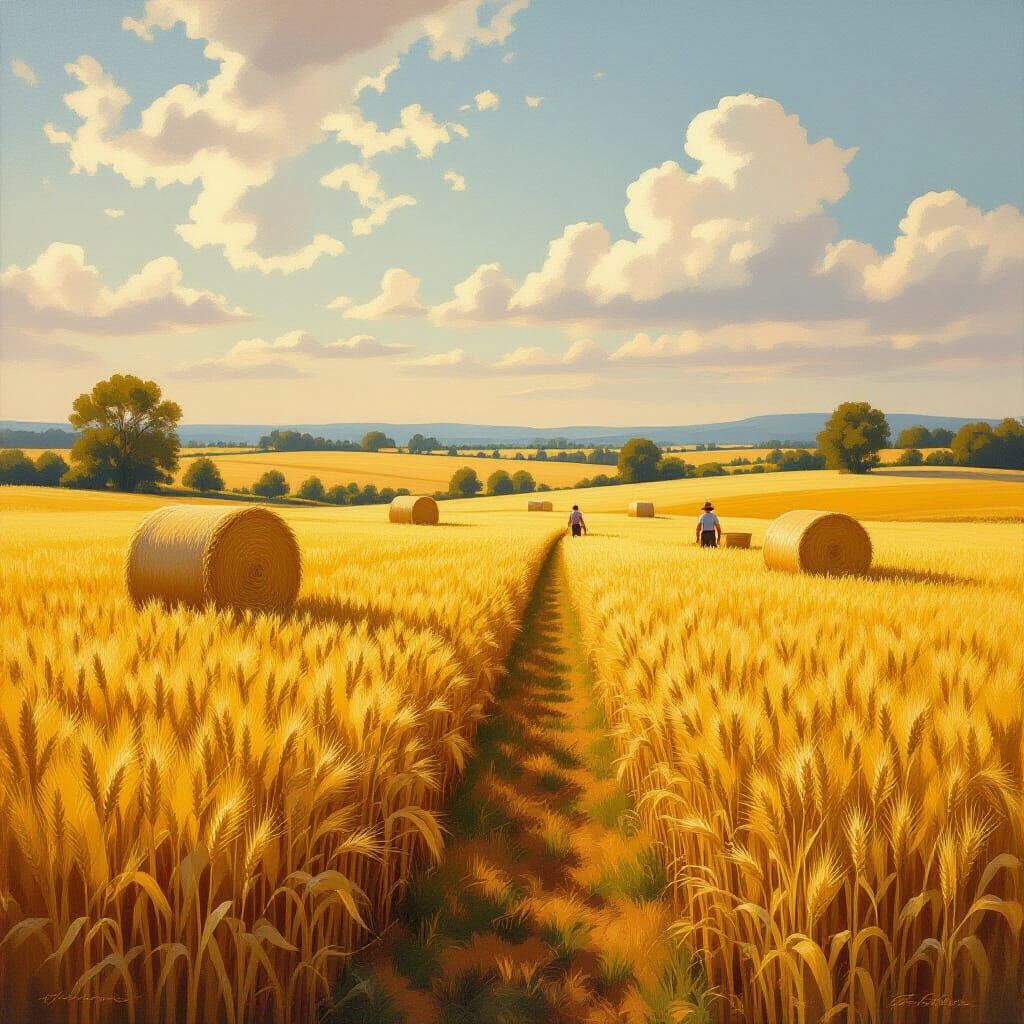 Golden Wheat Harvest Field at Sunset
