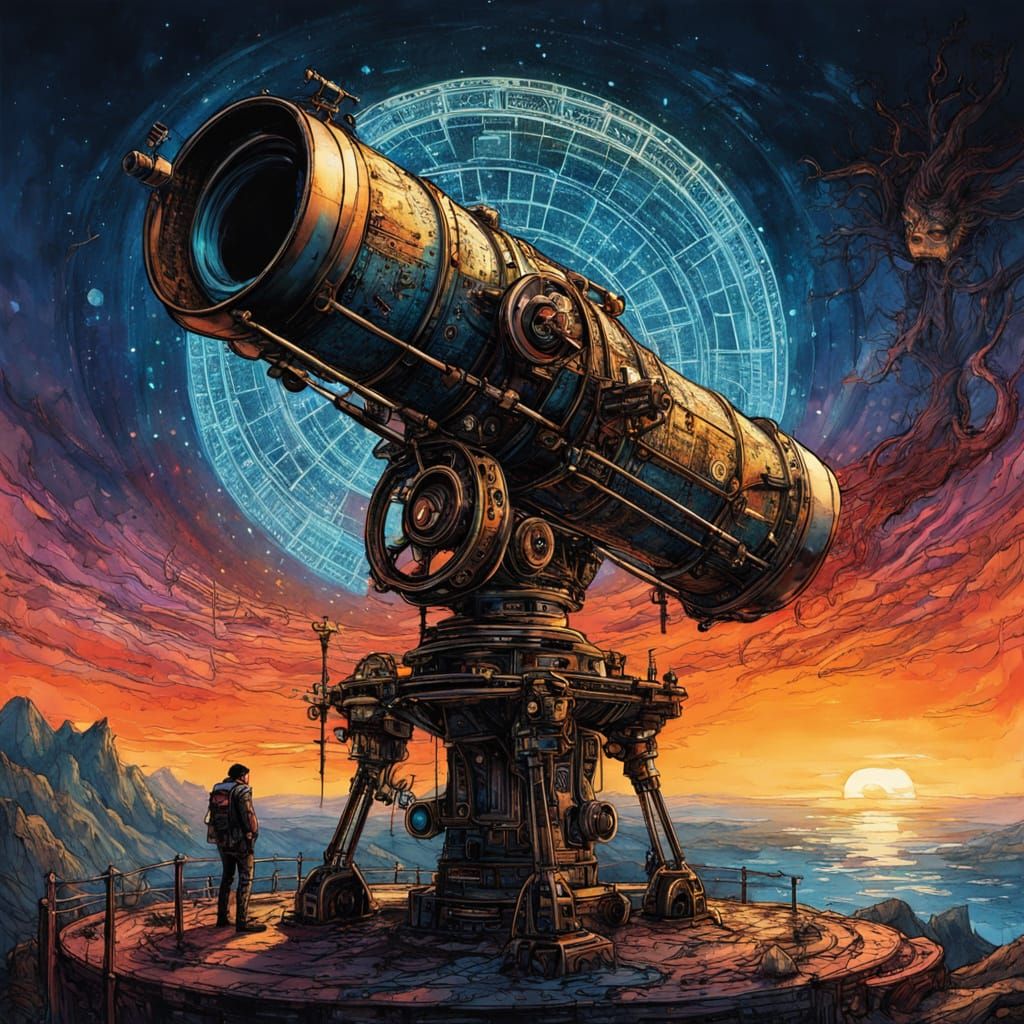 Steampunk Observatory with Intricate Telescope Details