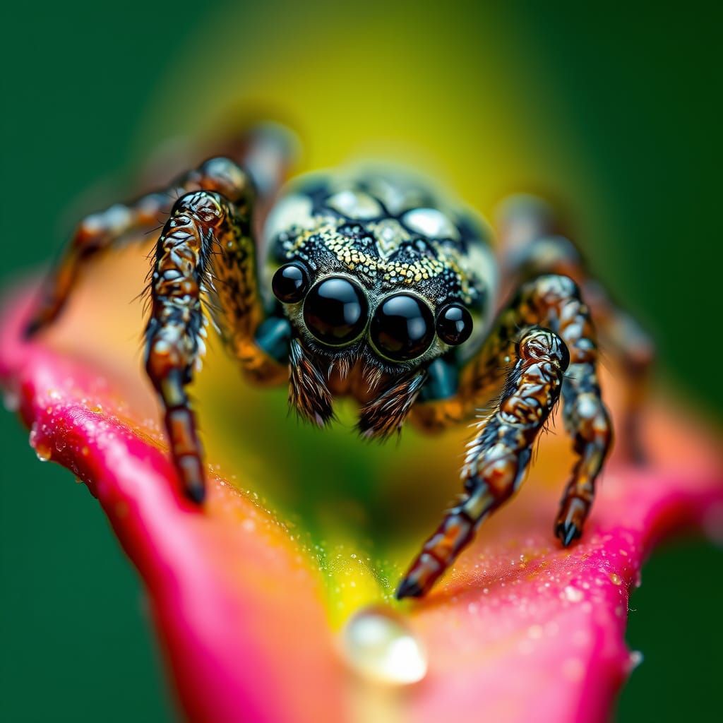Dew-Kissed Spider: Extreme Macro Photography