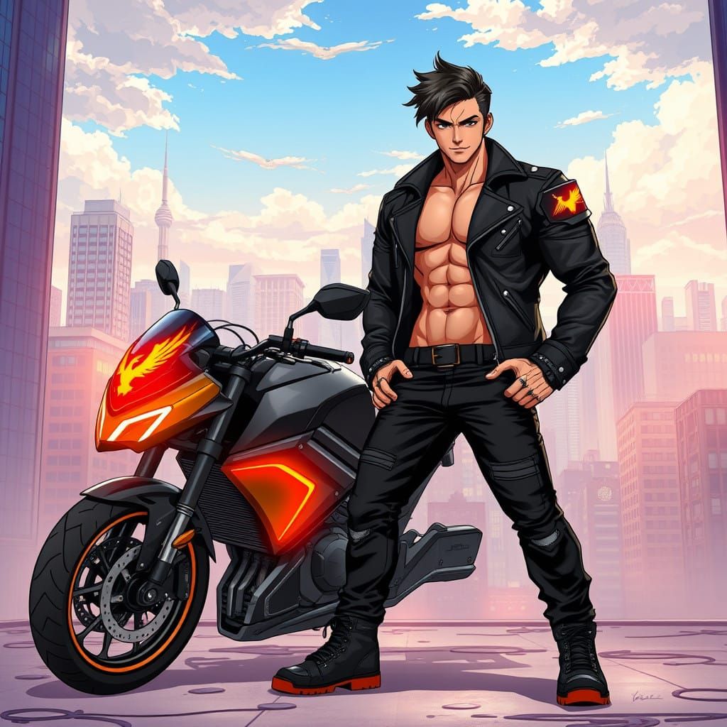 Urban Hero Blaze Carter in Anime-Inspired Digital Art
