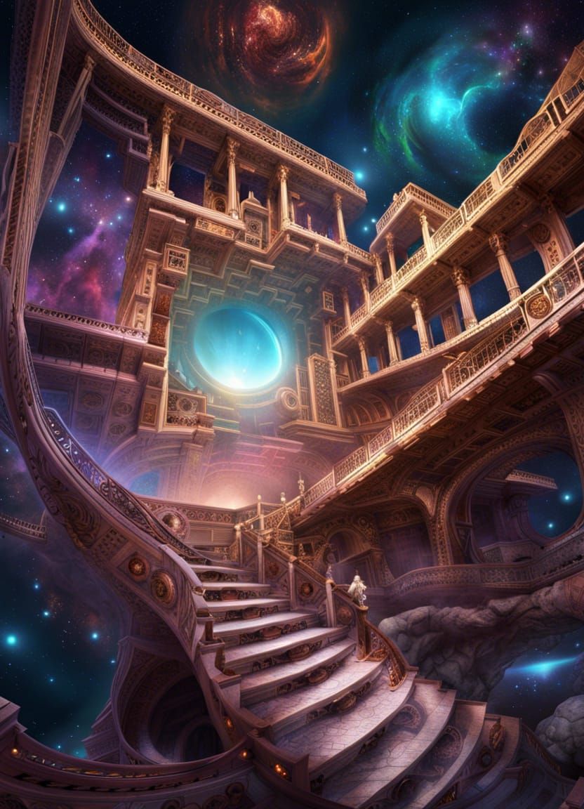 Maximalist Labyrinth Architecture Over Nebulae