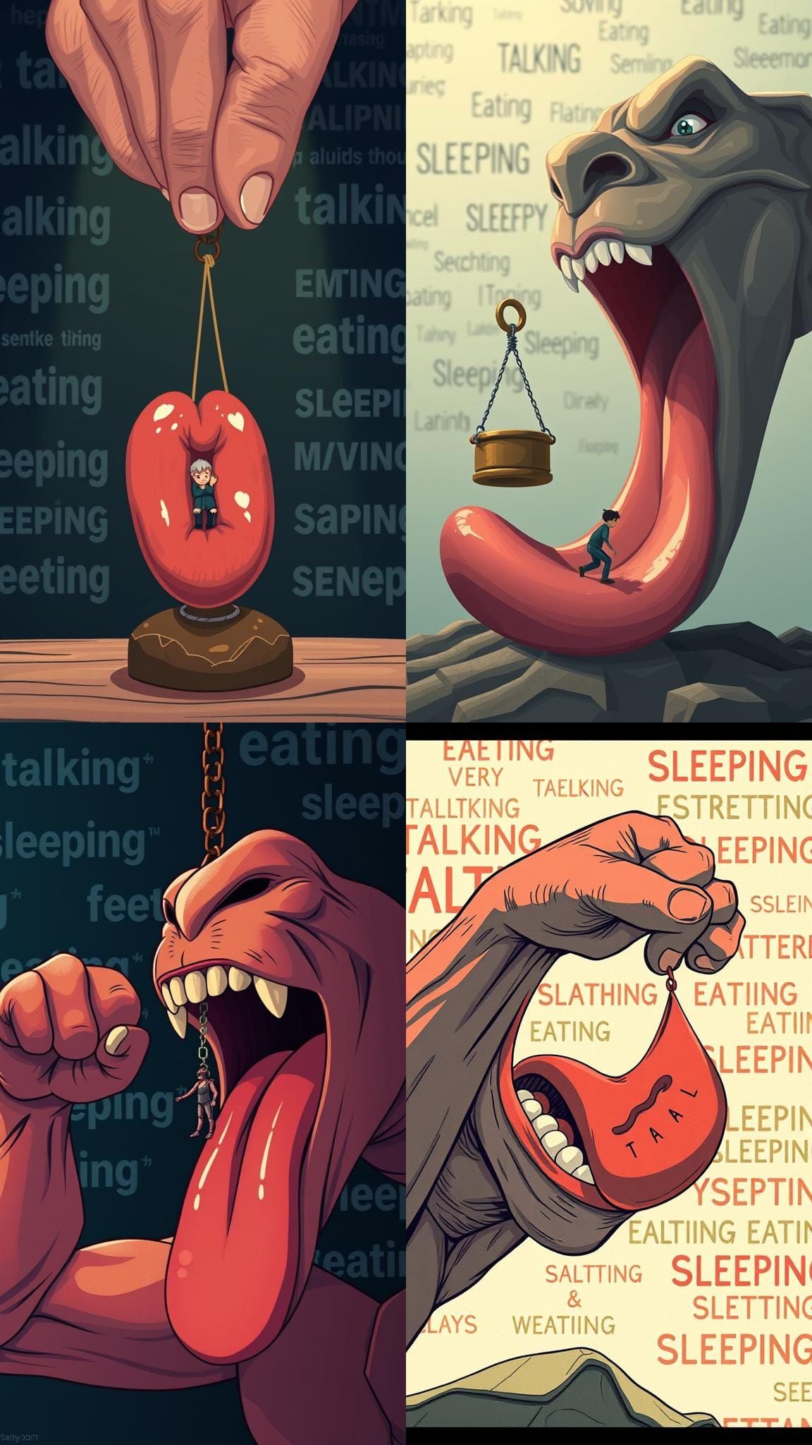 Muscular Tongue Lifts Weight: Strength Illustration