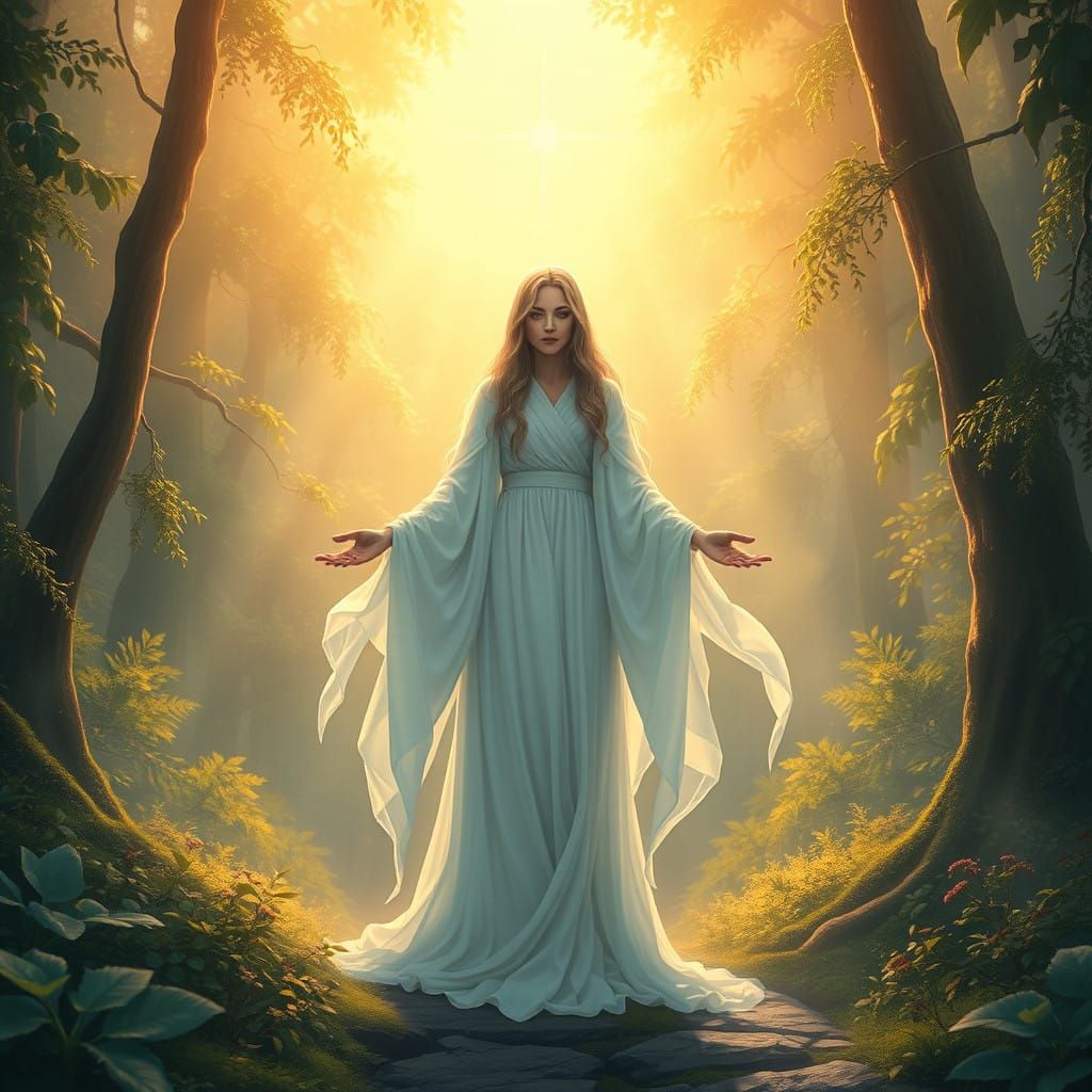 Mystical Woman Enters Forest Threshold, Deusa Nikkibenz's Di...