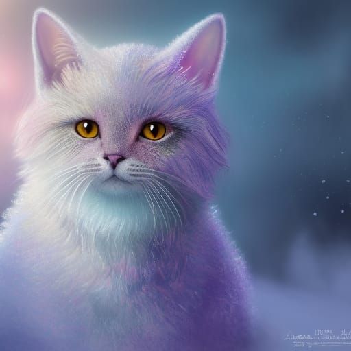 Magical Frost Cat Portrait in Hyperreal Detail