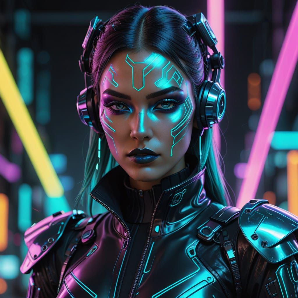 Cyberpunk Diva in Neon Orchid Couture