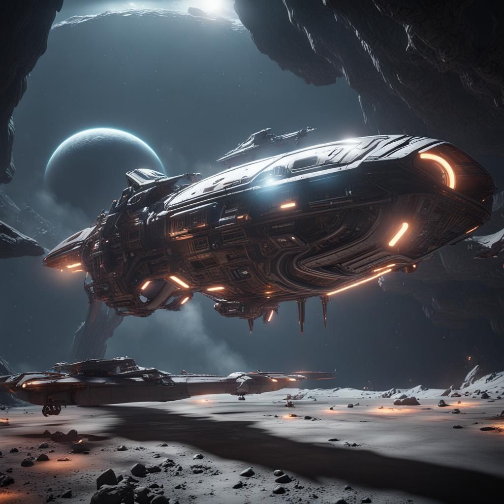 Detailed Alien Spacecraft in 3D Cinematic Style
