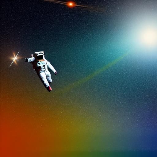 Astronaut in Zero Gravity: A Celestial Oil Painting
