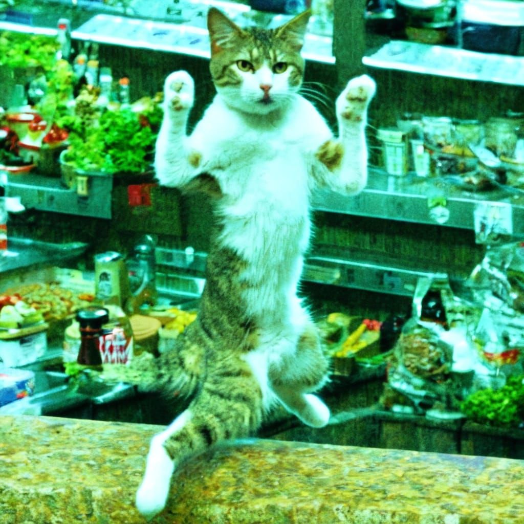 Cat Leaps from Kitchen Countertop