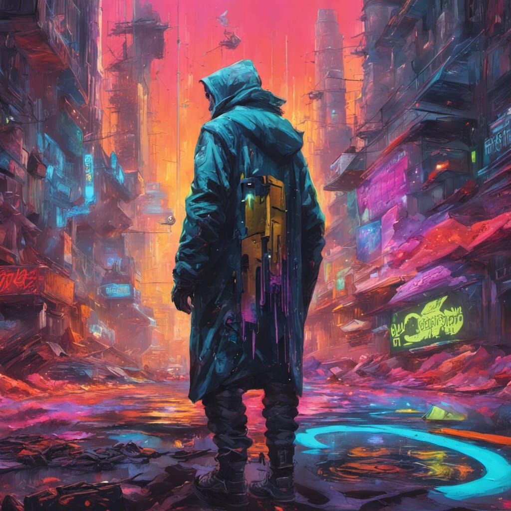 Wizard Finds a Futuristic City in Cyberpunk Style