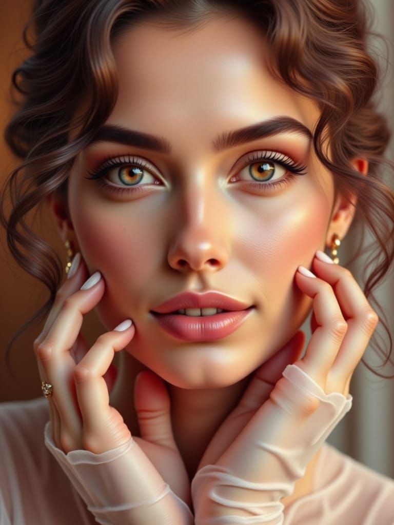 Elegant Woman Portrait in Hyper-Realistic Digital Art