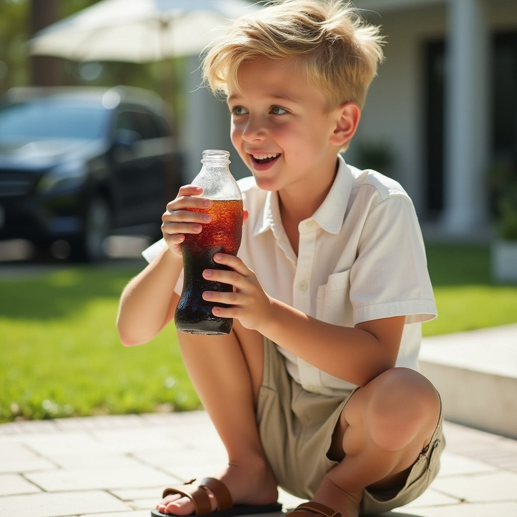 Rich Boy Chugging Soda: A Photorealistic Portrait