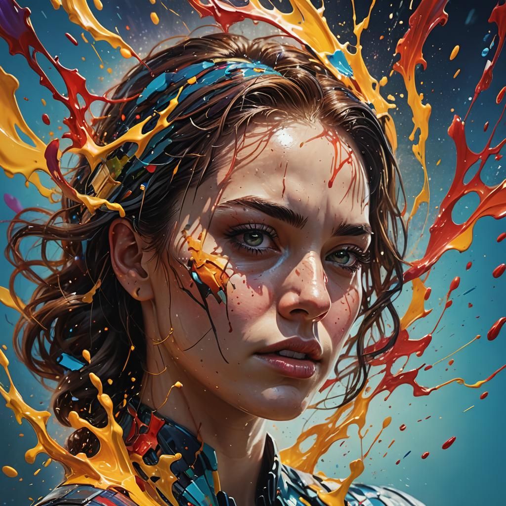 Dramatic Hyperrealistic Portrait with Vibrant Colors