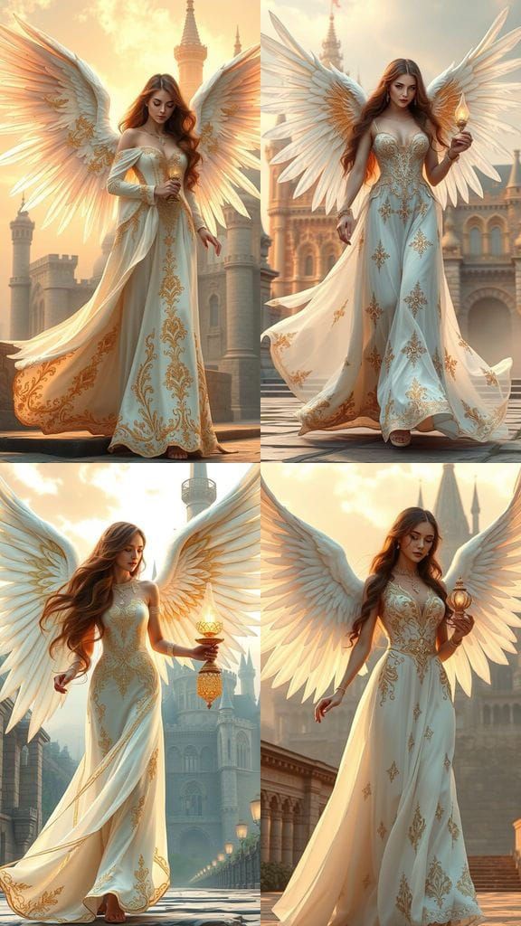 Gilded Angel of Majesty in Elegant Palace Setting