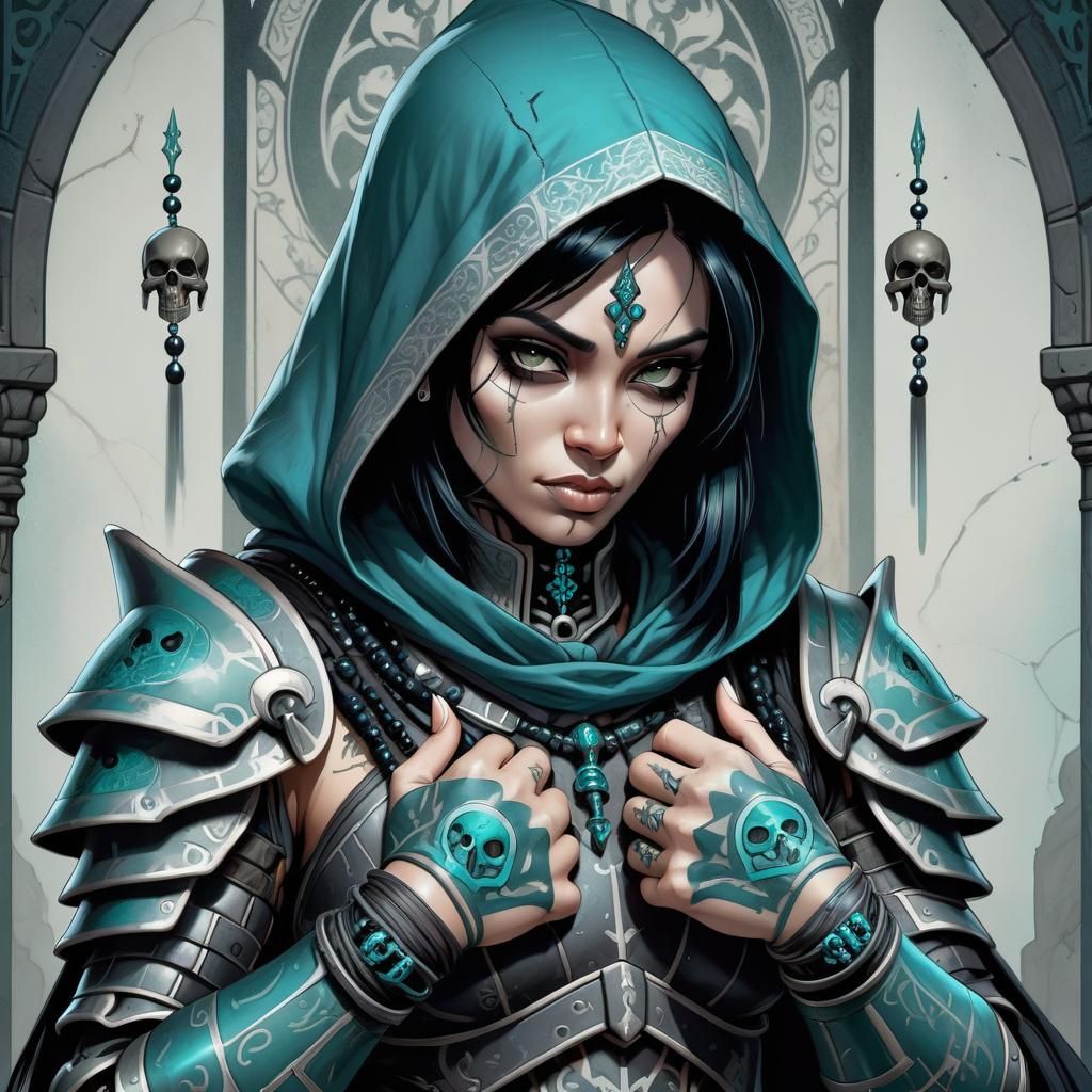 Grimdark Cleric in Comic Book Style Illustration