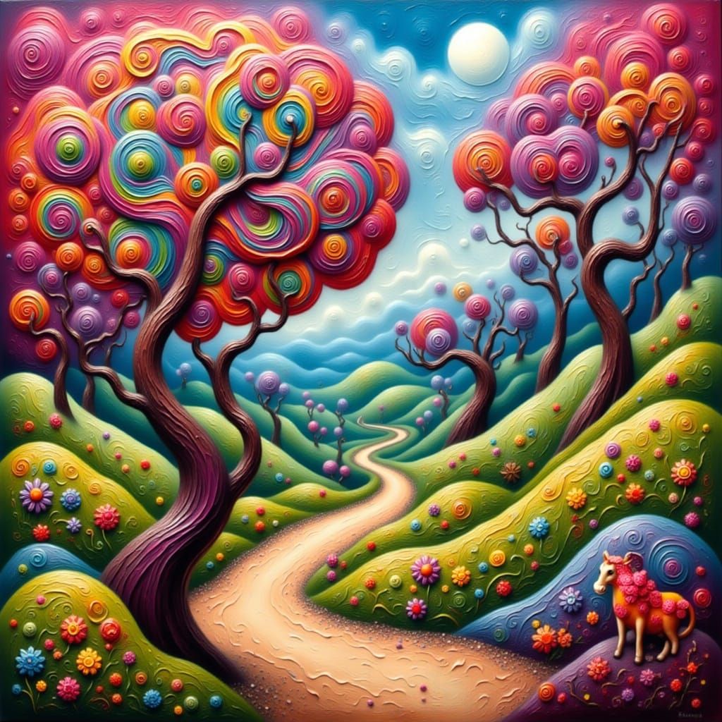 Vibrant Candyland Wonderland with Lollipop Trees