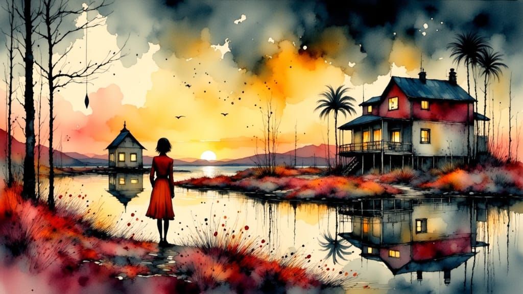 Surreal Abstract Album Art in Watercolour Style