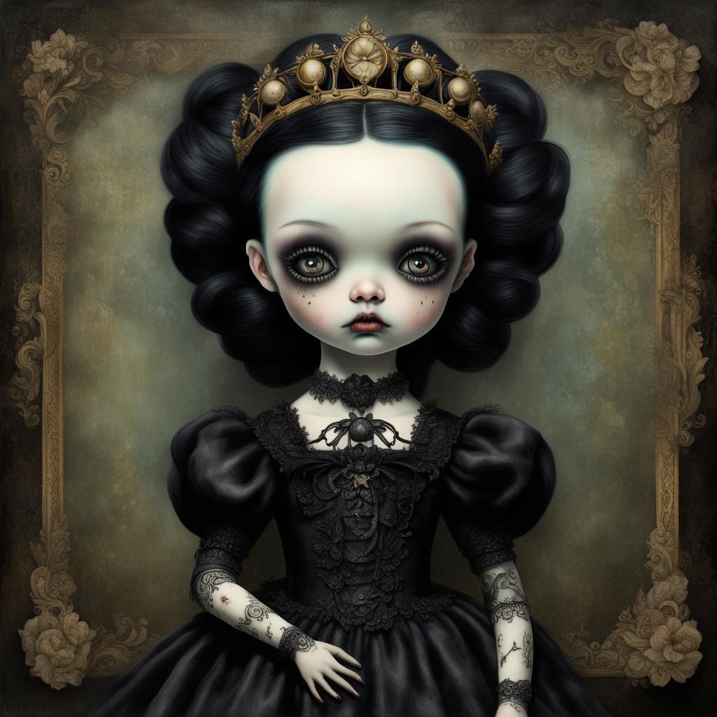 Child Crow Queen in Lowbrow Style