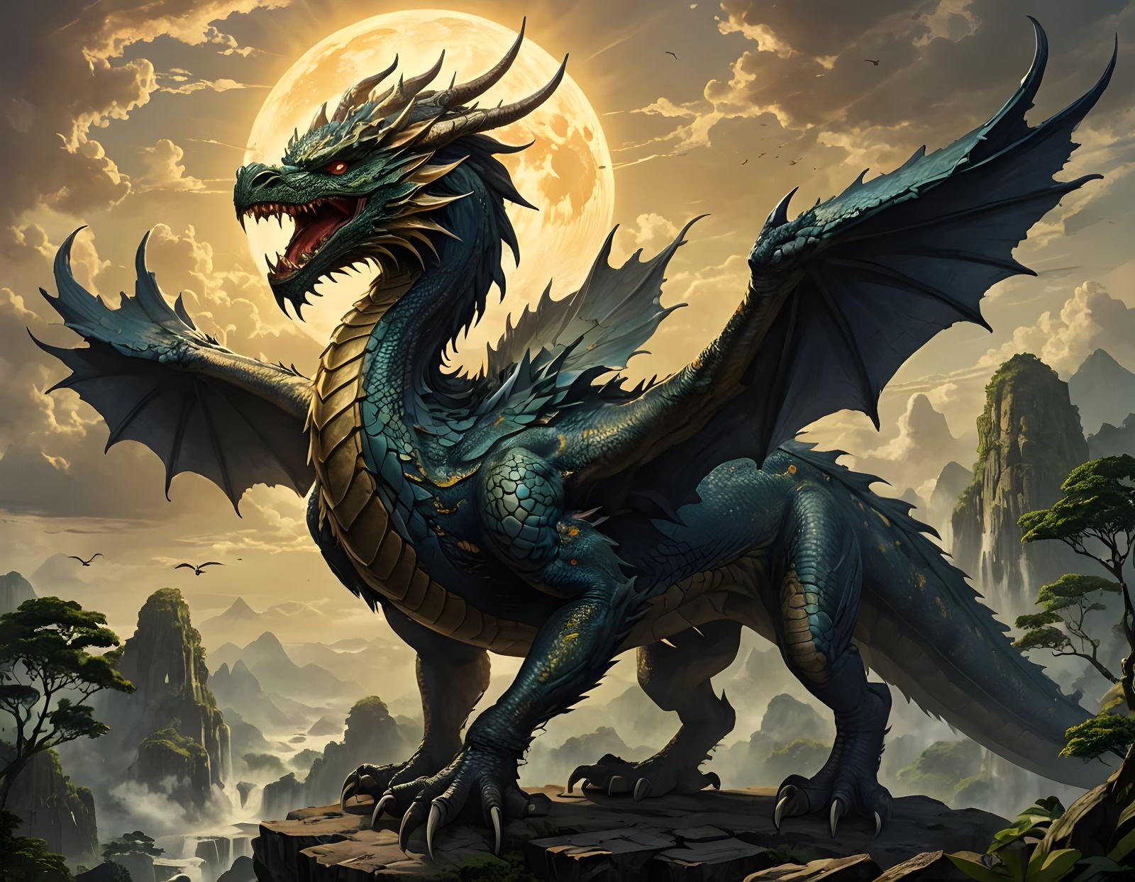 Giant Philippine Dragon Bird of Myth Consumes the Sun