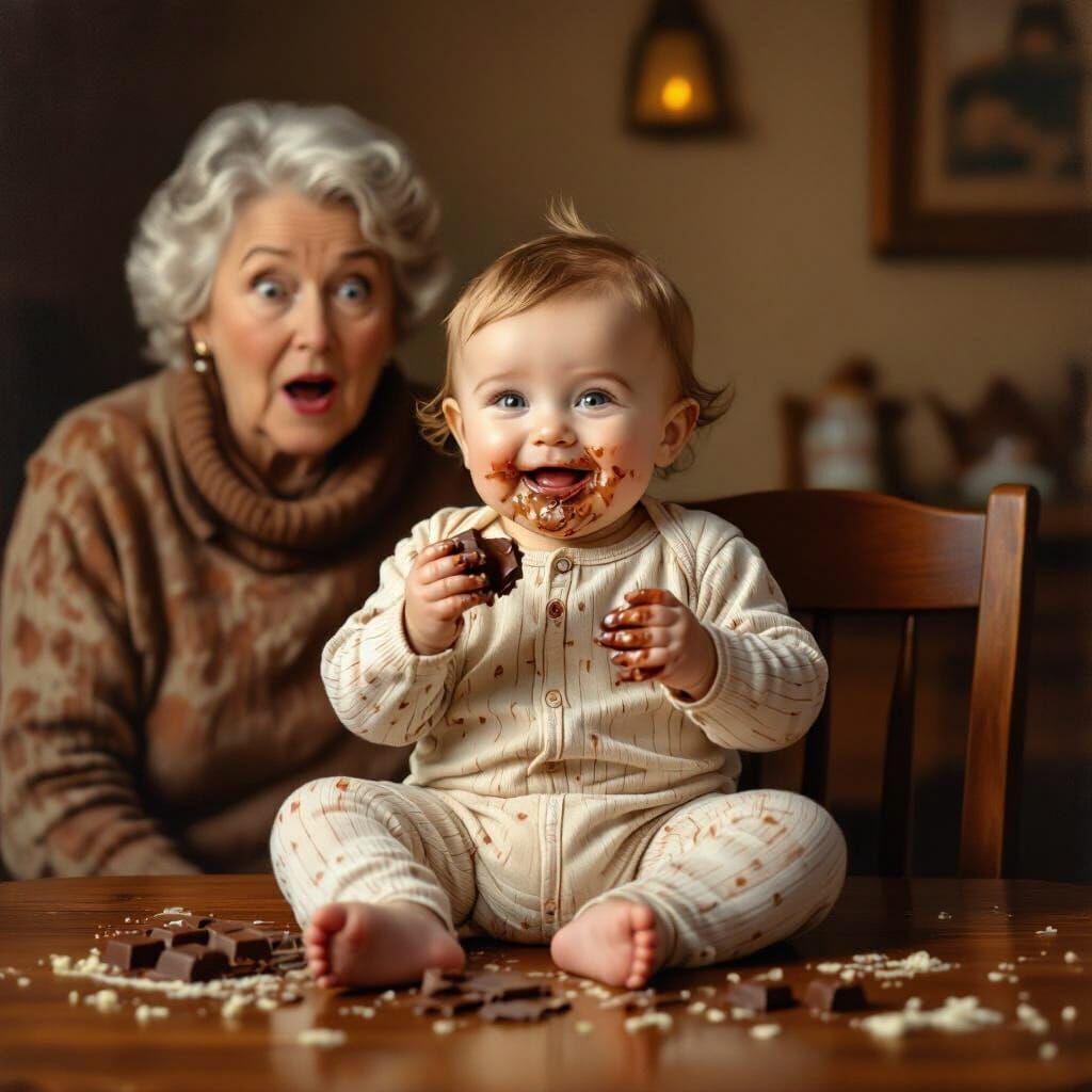 Chocolate Baby Surprise in Rockwell Style