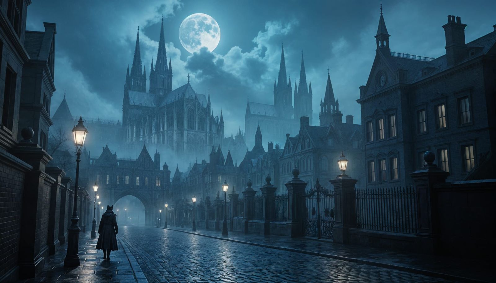 Gothic Victorian Cityscape in Dark Fantasy Style