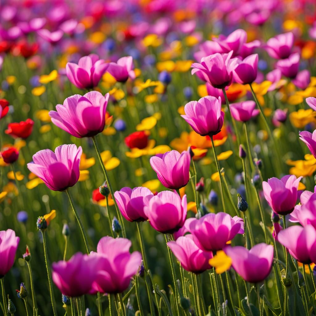 Blooming Flower Field Landscape