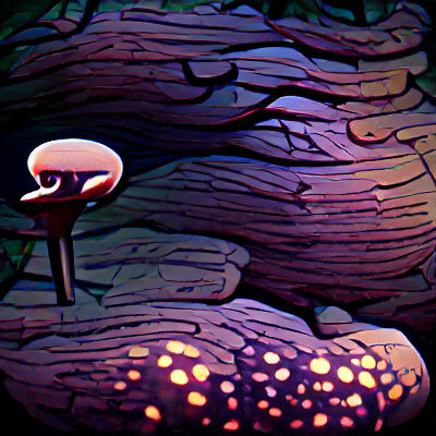 Glowing Mushroom in Night Forest