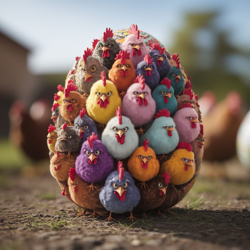 Quirky Flock of Mother Hens Sit on a Colossal Easter Egg in ...
