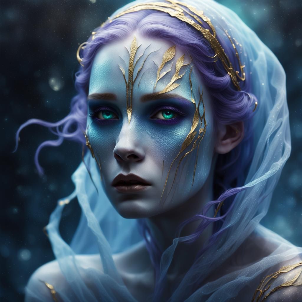 Ethereal Siren Glides Through Darkness: Fantasy Art