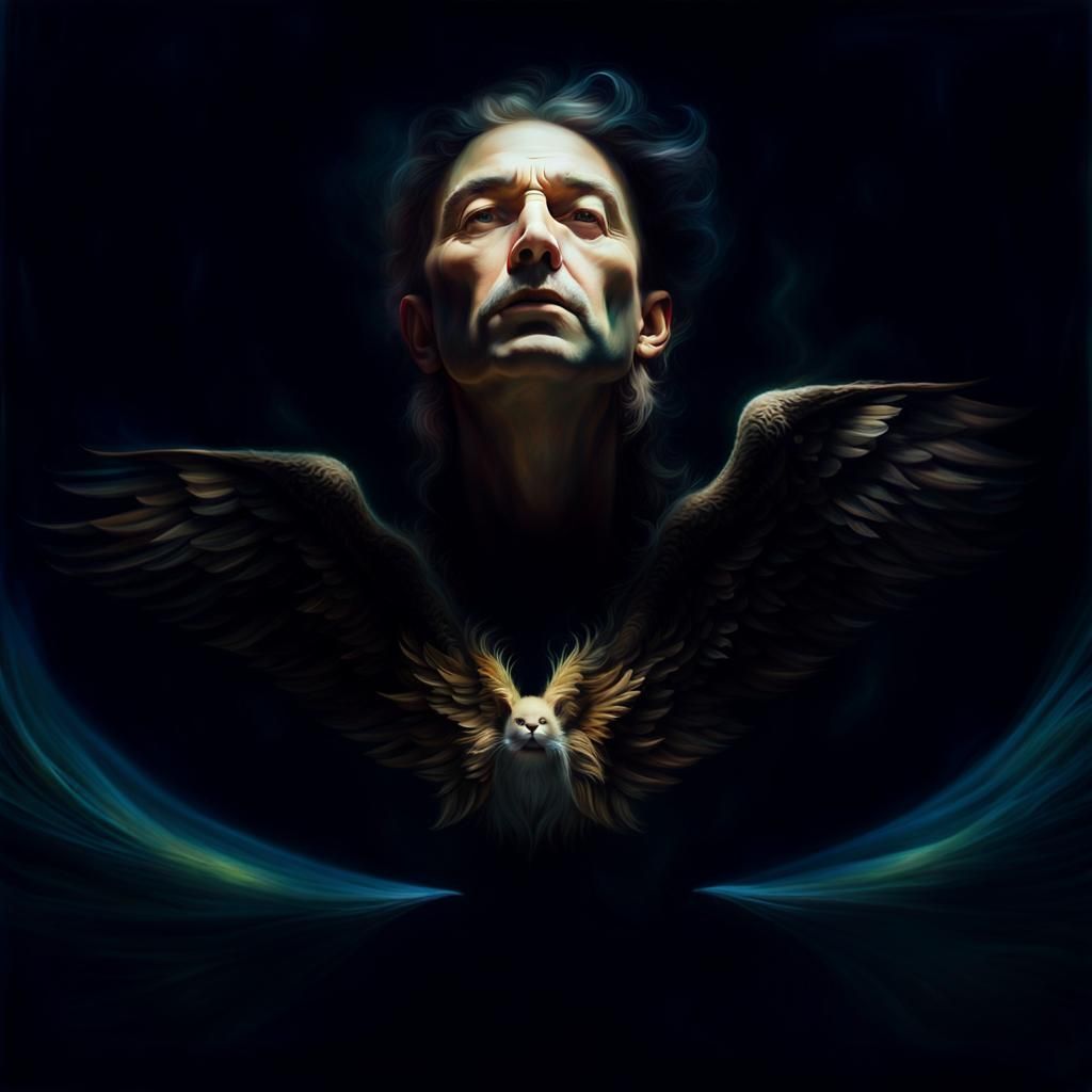 Mystical Old Man Portrait in Oil Painting Style